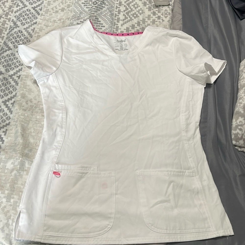 White M Scrub Top- never worn